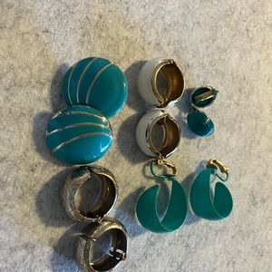 Vintage‎ Blue and Silver Geometric Earrings Set